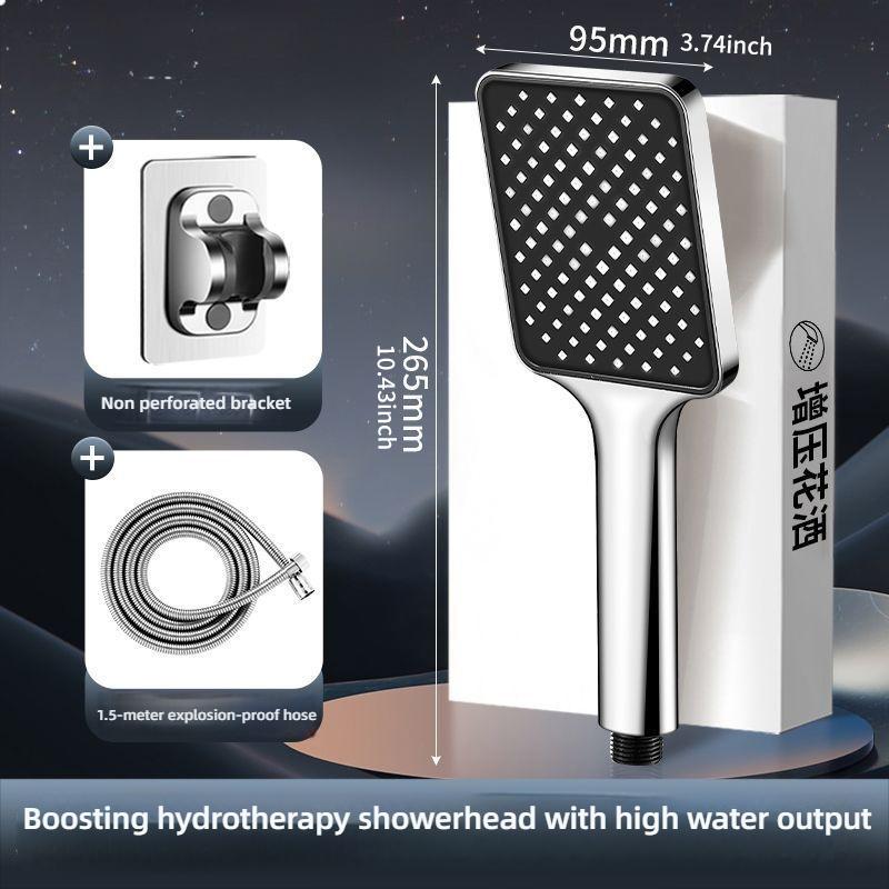 High Pressure Square Shaped Shower Set Large Flow Showerhead Household Bathroom High Pressure Water Saving Shower Set