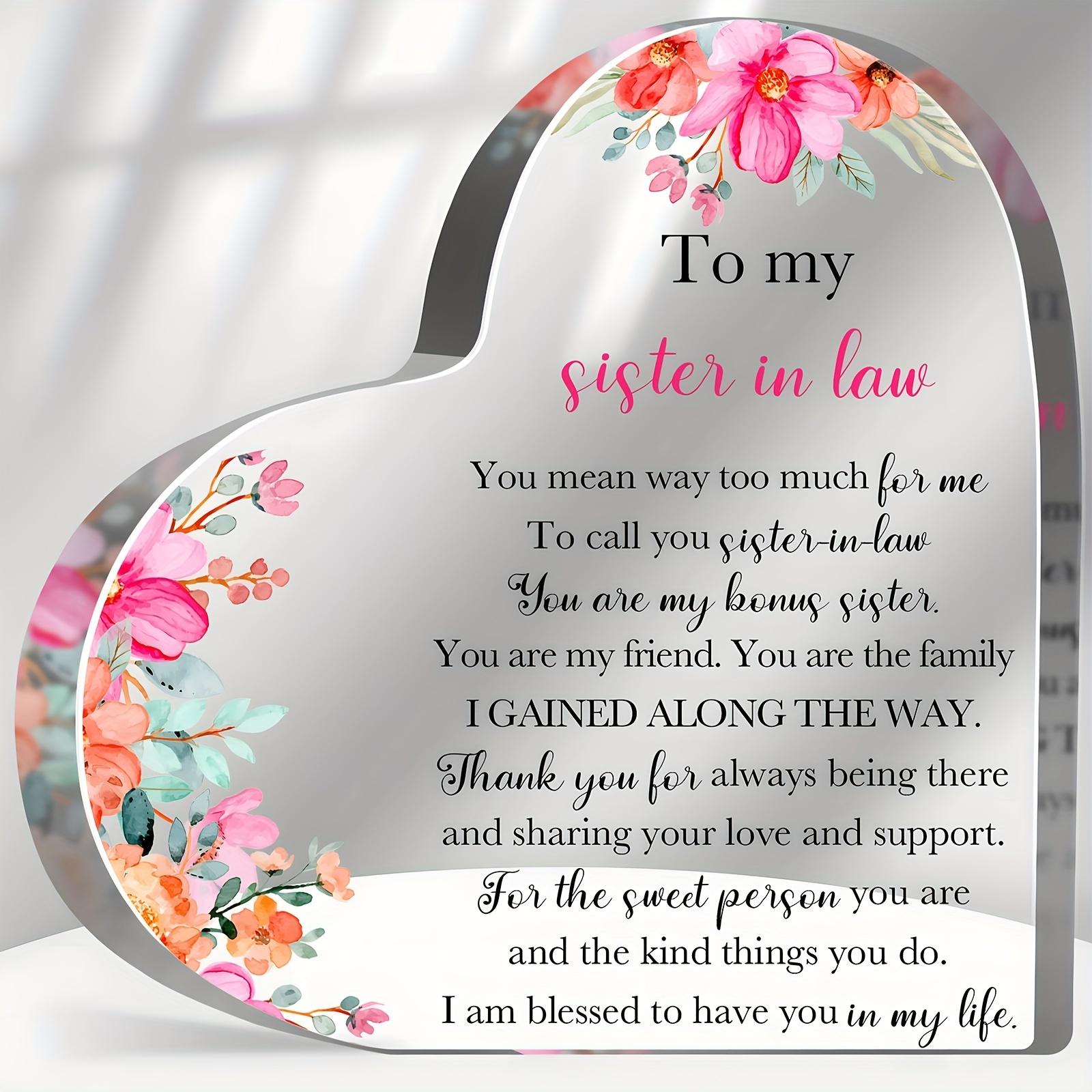 

Sister-in-Law Heart Keepsake - Floral Appreciation Plaque for Women - Sentimental Sister Friendship Ornament - No Power Needed - Ideal for Christmas & 10*10cm