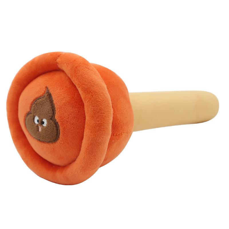 

Plush Cartoon Toilet Plunger Massage Hammer With Soft Cotton Filling For Kids And Adults оранжевый