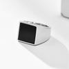 Simple Square Agate Stone Men's Fashion Jewelry Accessories Versatile Ring