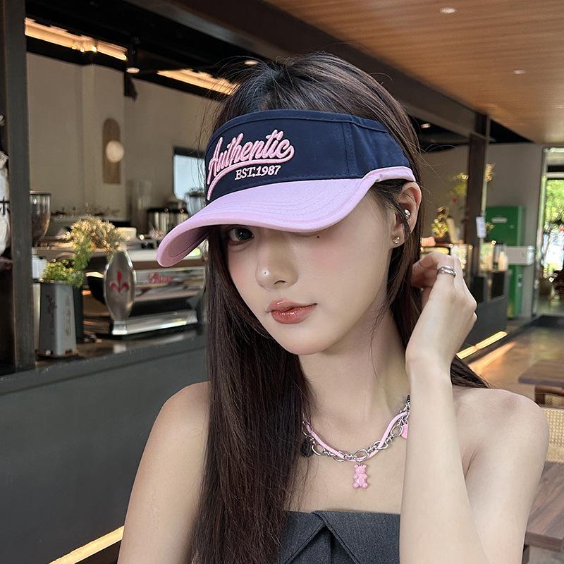 Female Summer Outdoor Sweet and Cool Girl Out Sports Sun Hat Men American Sweet and Cool Letter Embroidered Empty Top Hat