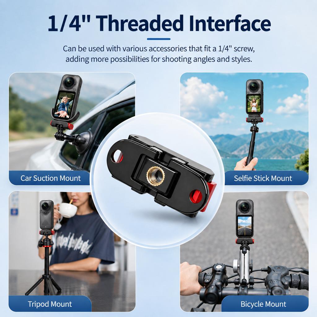 Magnetic Quick Release Mount for Insta161 X6 Camera Accessories Mount Adapter Compatible with Two-claw Mount and 1/1 Inch Thread
