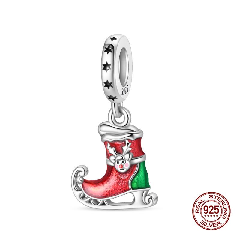 New In Fashion Copper Christmas Series Little Elk Charm Beads Fit 3Mm Original Bracelet Necklace For Women Diy Jewelry Gifts