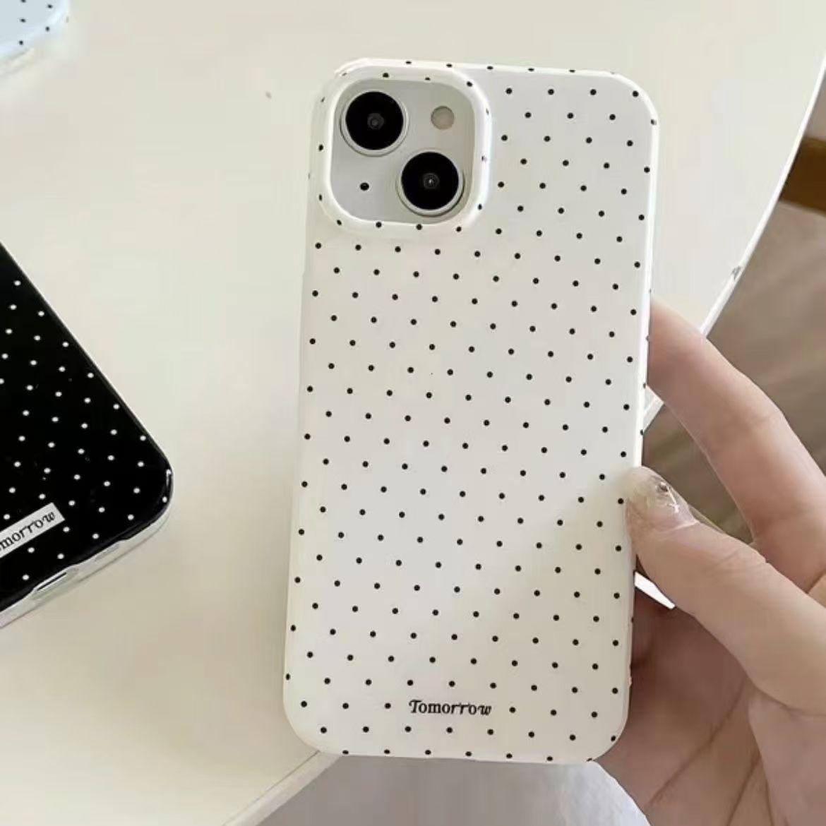 Корейский простой чехол для телефона с черной рамкой и горошком для iPhone 16 Pro Max 15 Pro 14 13 12 11 Xr Xs Max MINI 7 8 Plus Чехол для телефона Y2K iPhone17
