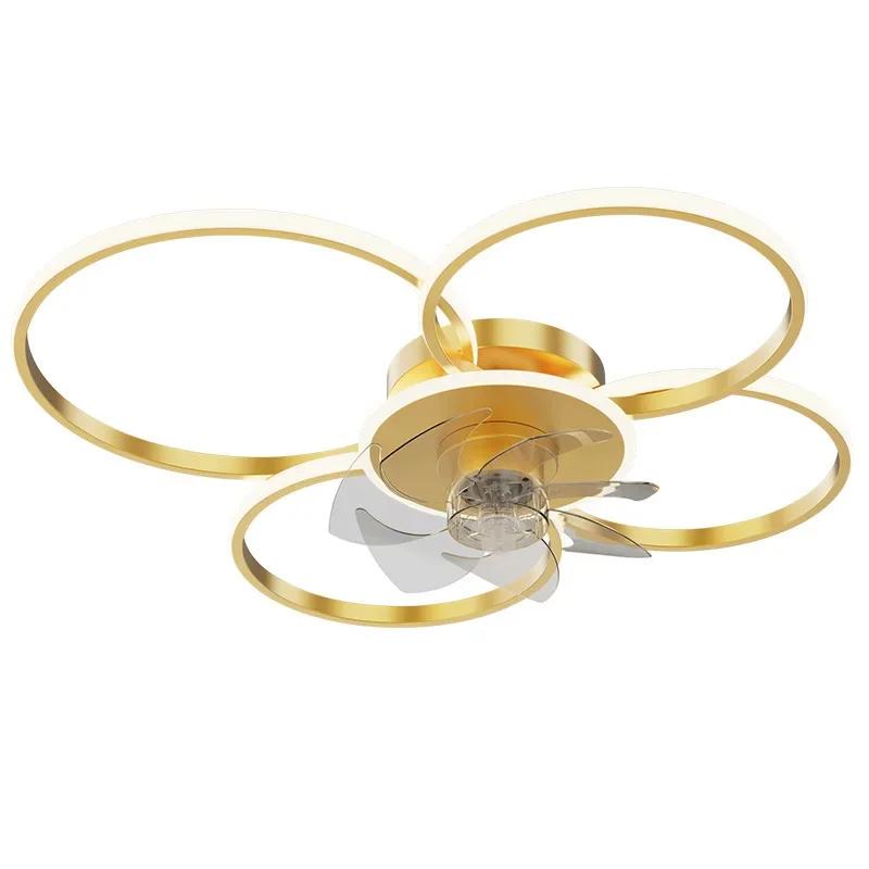 Modern Ceiling Fan Lamp LED With Remote Control Adjustable Speed Dimmable Flower Shape For Living Room Bedroom Ceiling Light