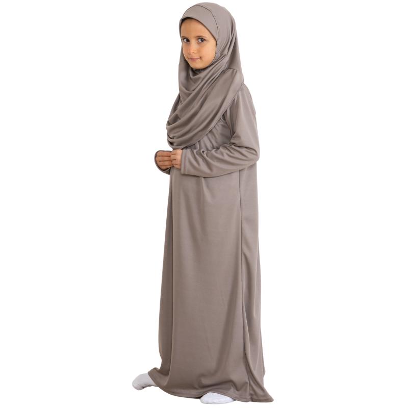 Rochie de Rugăciune pentru Copii Haine Musulmane pentru Fete Abaya cu Mâneci Lungi cu Hijab Set Maxi Islamic din Două Piese Eșarfă Caftan Jilbab