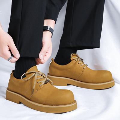 Mode Semelle Épaisse Chaussures en Cuir pour Homme à Lacets Mode Chaussures de Ville Décontractées Style Coréen Gentleman Élégantes Chaussures Oxford de Bureau pour Homme