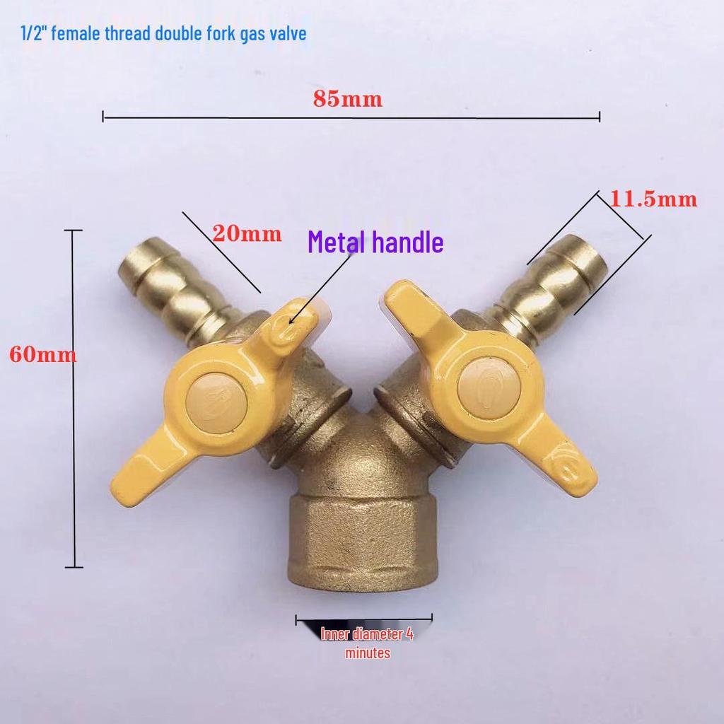 4-Point Y-Type Gas Valve Diverter & Flow Regulating Copper Ball Connector