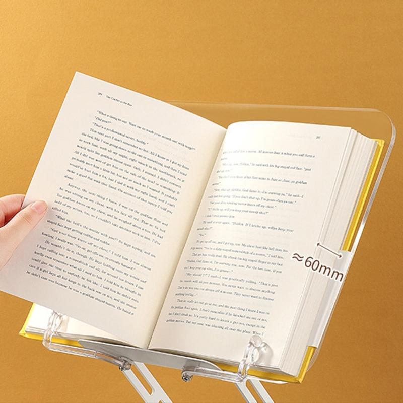 Ergonomic Acrylic Book Stand Height Adjustable and Angle for Reading Study and Cooking Foldable Portable Design