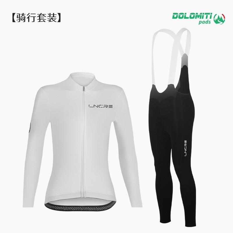 Womens Long Sleeve Cycling Jersey Bib Shorts Set Breathable Quick-Dry Stretch Road Bike Riding
