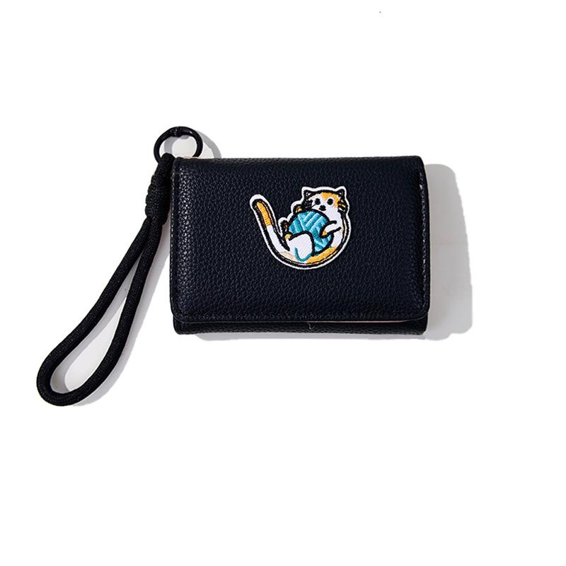 New Cute Cat Lanyard Card Holder & Women's Trifold Coin Purse Wallet