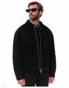 European and American Men's Suede Velvet Zipper Jacket with Large Pockets and Lapel.