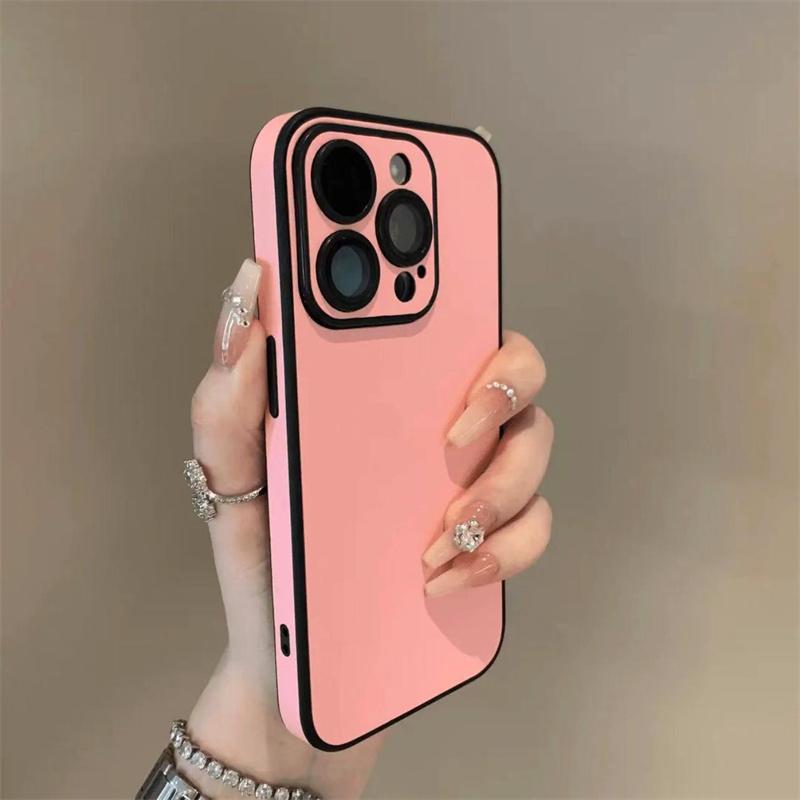 Luxury Leather Colorful Case for iPhone 16 15 14 Plus 13 12 11 Pro Max Soft Silicone Bumper Matte Shockproof Simple Cover