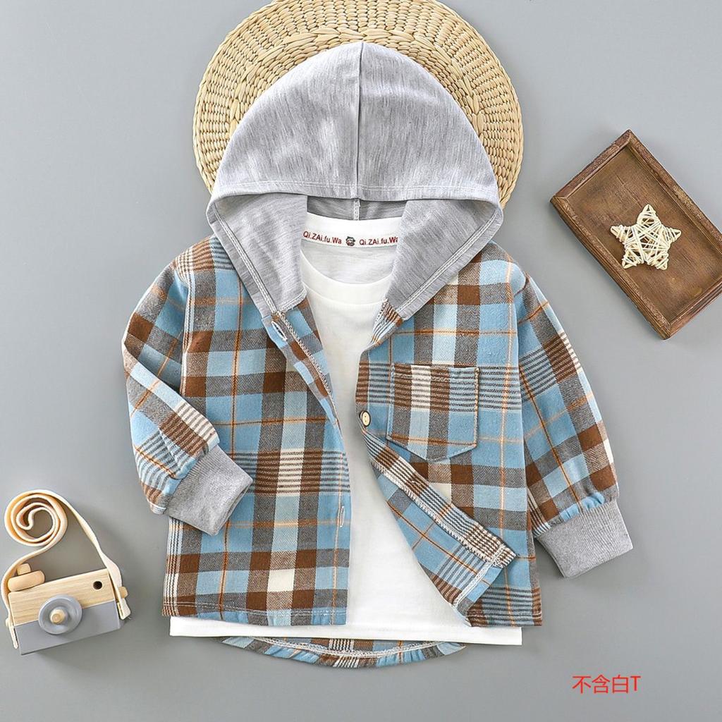 Children's Long-Sleeved Shirt With Hooded Cardigan