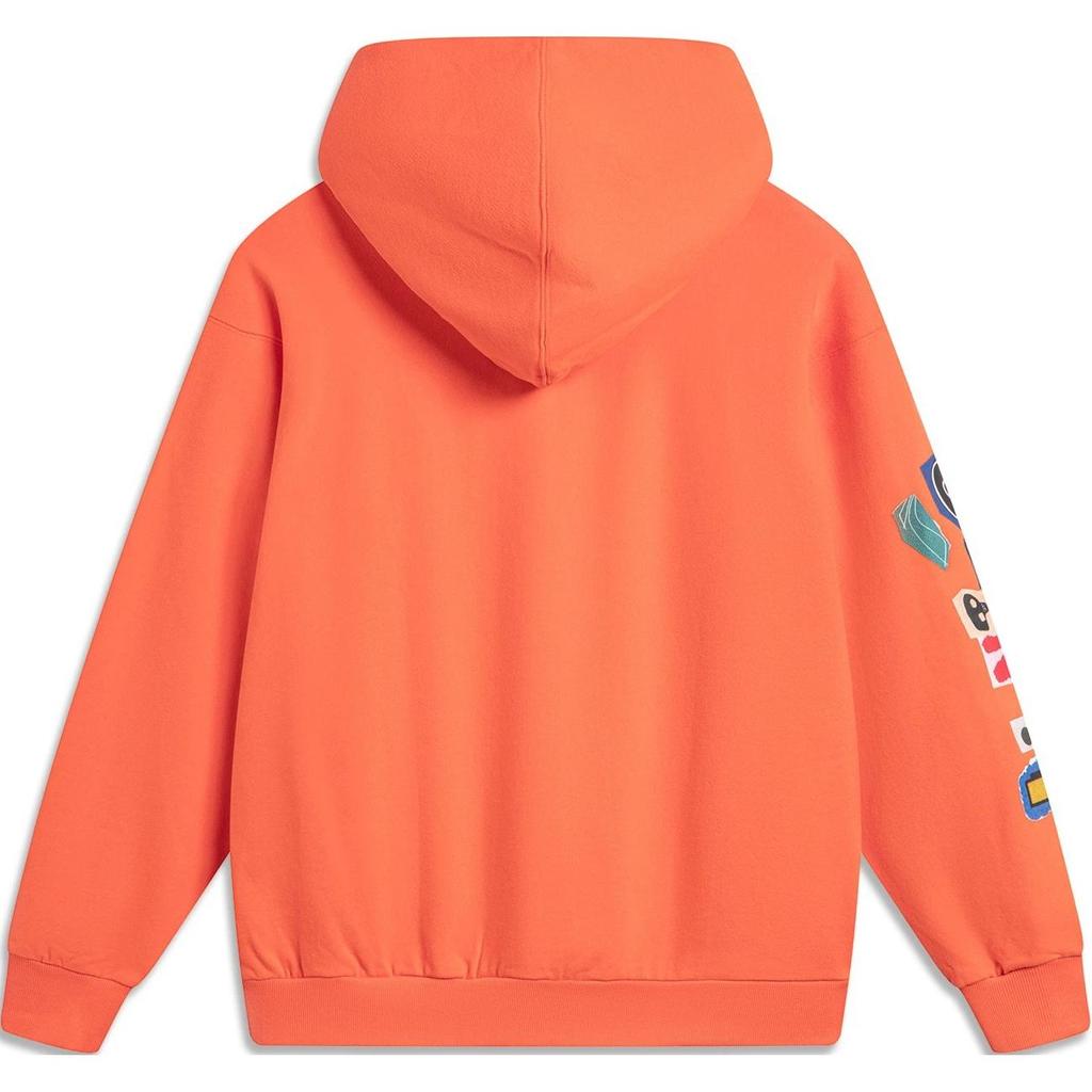 Li Ning Extreme Sports Series Printed Hooded Comfortable Loose Sweatshirt Men Sweatshirt Pink Orange AWDU139-1