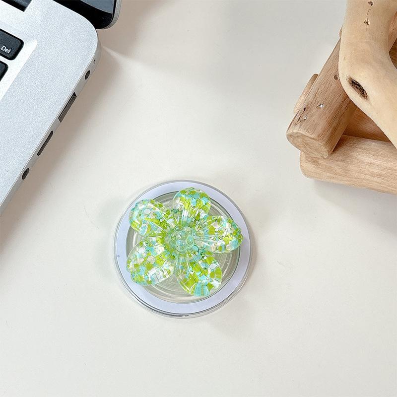 Color Sequins, Three-Dimensional Flowers, Mobile Phone Airbag Holder, Magnetic Telescopic Ring, Suitable For Magsafe Desktop Watching Dramas