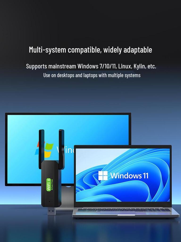 1300m Dual-Band USB Wireless Network Card - 5G Gigabit High-Speed WiFi for Desktop & Laptop (Driver-Free)