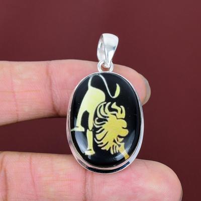 Segno zodiacale Leone ciondolo in onice nera gioielli astrologia ciondolo oroscopo argento sterling 925 ciondolo con pietra preziosa gioielli segno zodiacale leone per donne