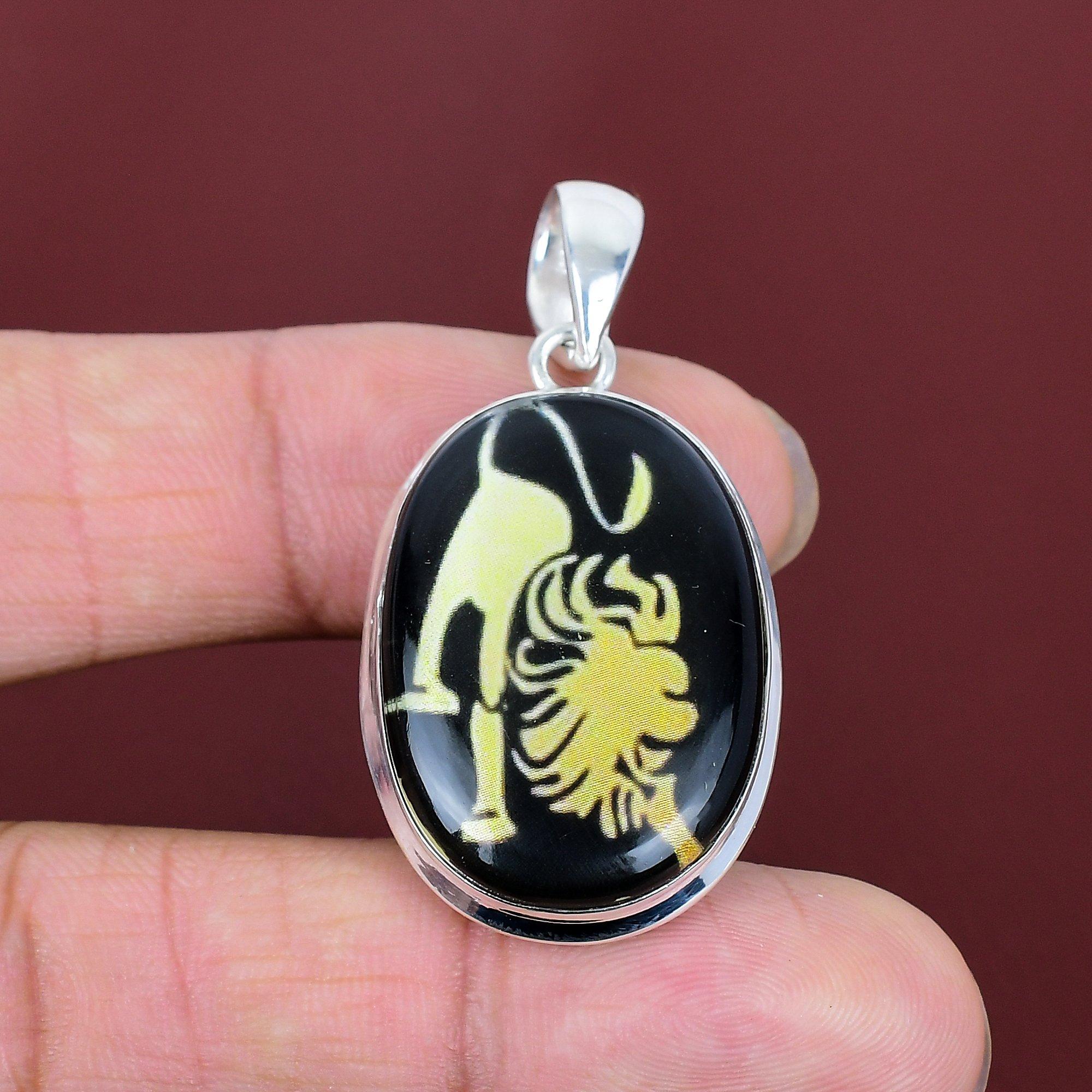 Leo zodiac sign in black onyx pendant astrology jewelry horoscope pendant 925 sterling silver gemstone pendant leo zodiac jewelry for women