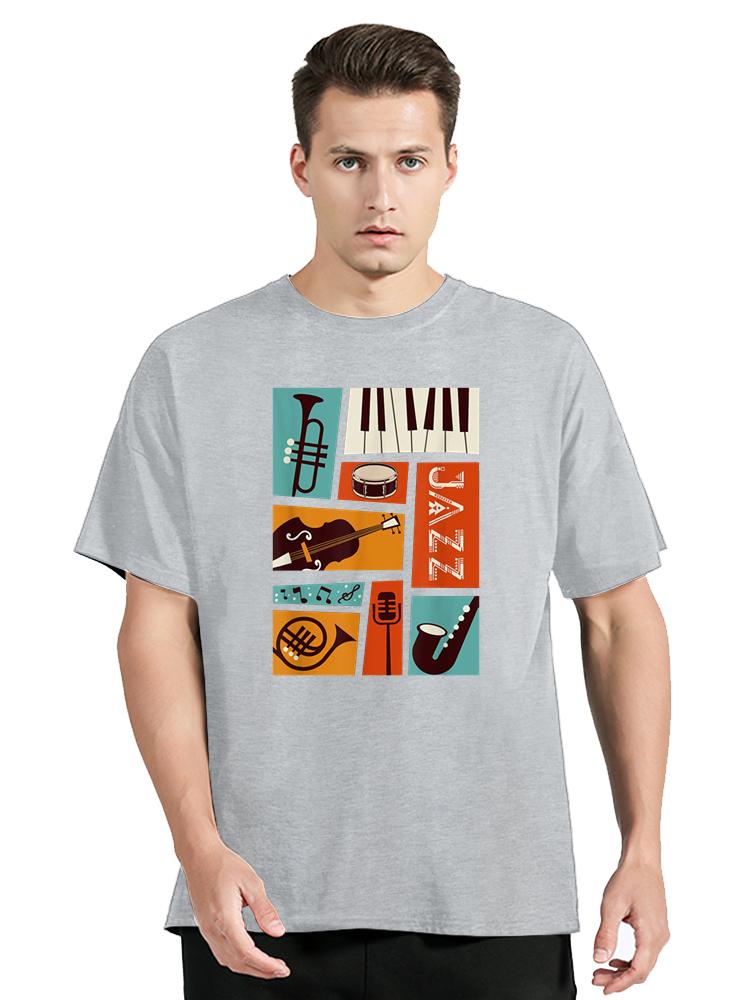 Jazz Snare Piano Music Jazz Band Musician Saxophone Trumpet T Shirt Graphic Cotton Birthday Gifts T-shirt Clothing Oversized