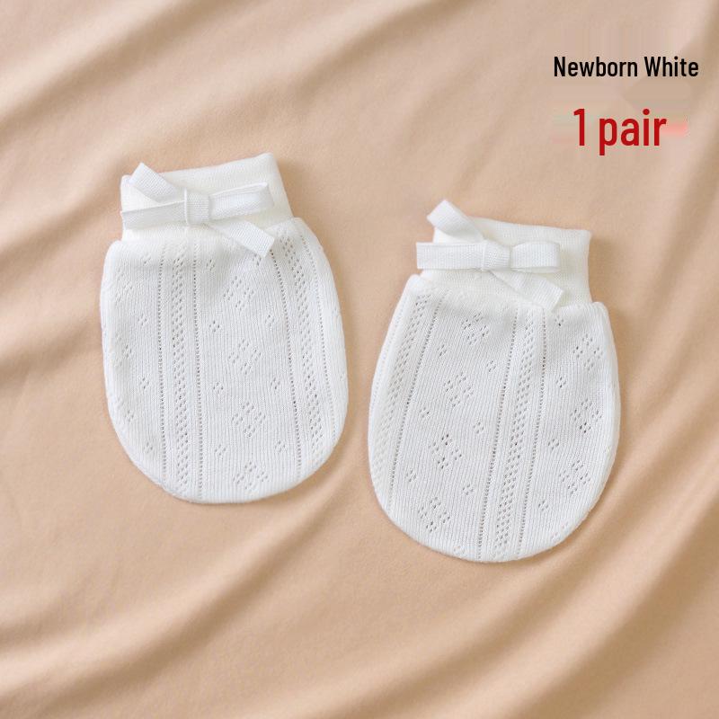 Pure Cotton Baby Anti-Scratch Mittens for Newborns 0-3 Months, All-Season, Thin Style for Spring & Autumn