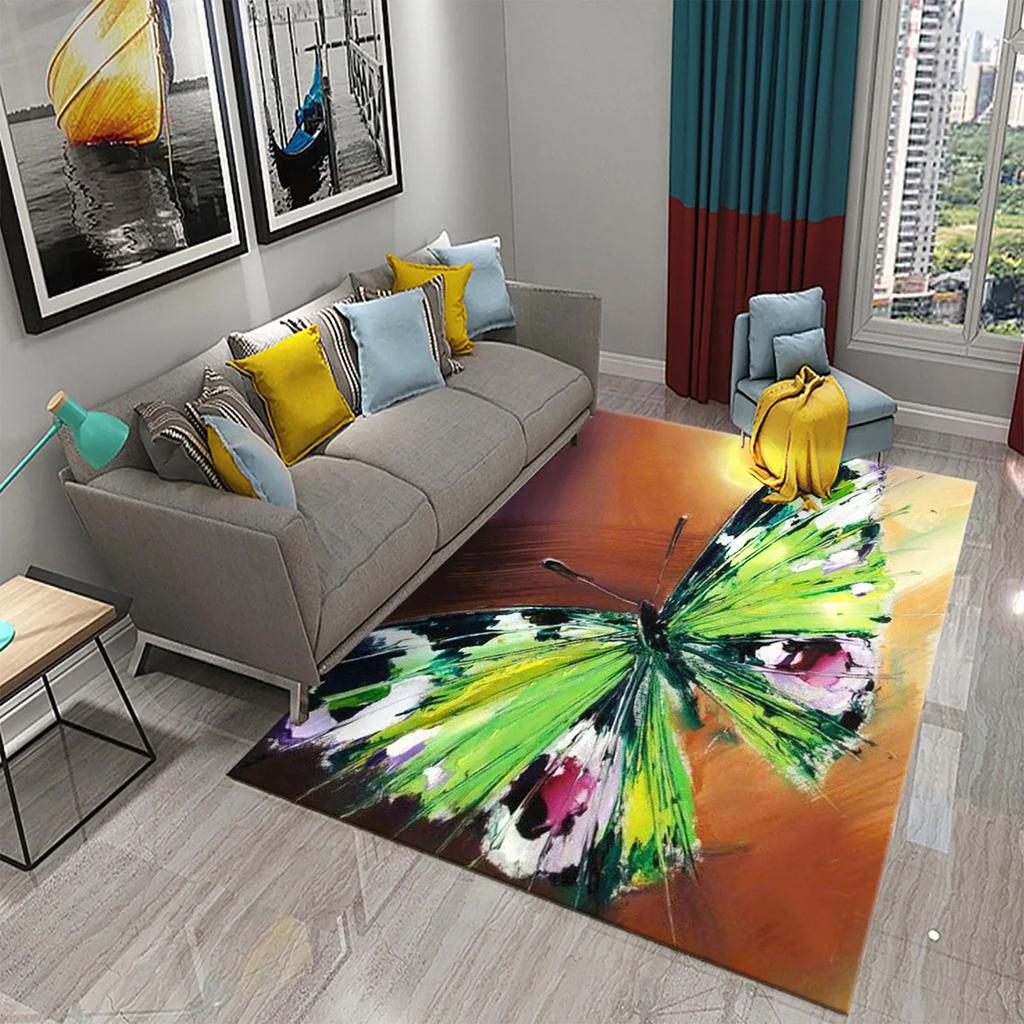 3D Colorful Oil Painting Butterfly Carpet Entrance Door Carpet Bedroom Decor Living Room Floor Mats Bathroom Non-slip Area Rugs