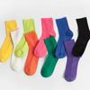 5-Pair Set of 9 Colors Daily Vivid Stretchy Basic Ribbed Socks_Mayonnaise