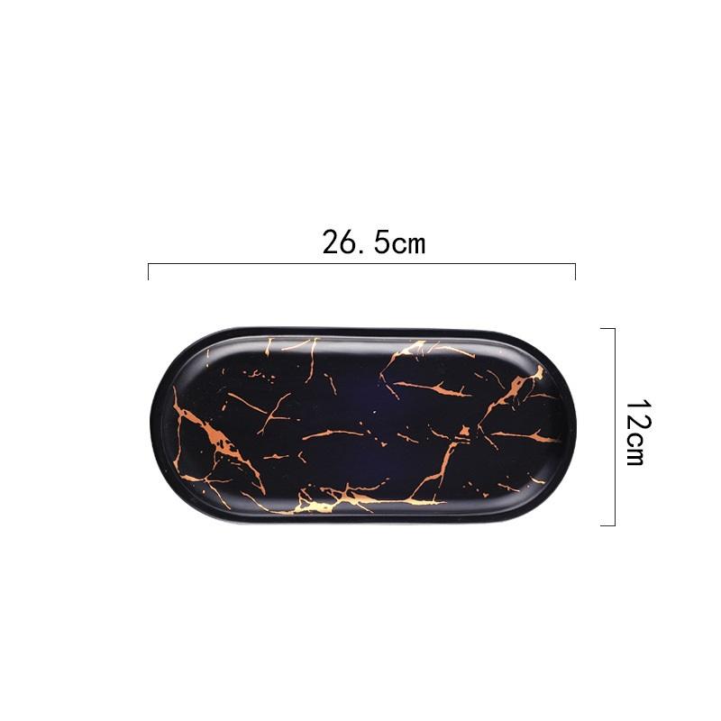 

Nordic Marbled Ceramic Oval Plate Western Dish Dessert Plate Jewelry Storage Tray Tableware Accessories Sushi Seafood Dish
