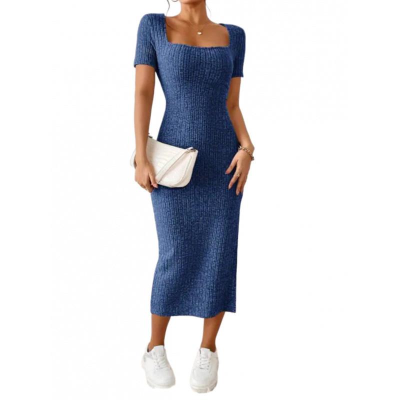 Summer Dress Women Satin Fabric Bodycon Open Slit Casual Elegant For Office Wear