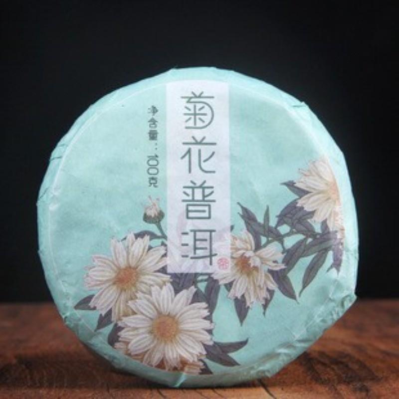 100g Pu erh Tea Cake Chrysanthemum Herbal Tea Natural Energy Boost 01