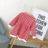 Girls' Dress Children's Long-Sleeved Plaid Baby Pastoral Skirt