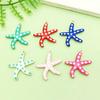 Ocean Starfish Rhinestone Enamel Pendants - Mixed Set of 6 Double-Sided Stainless Steel Charms for DIY Jewelry