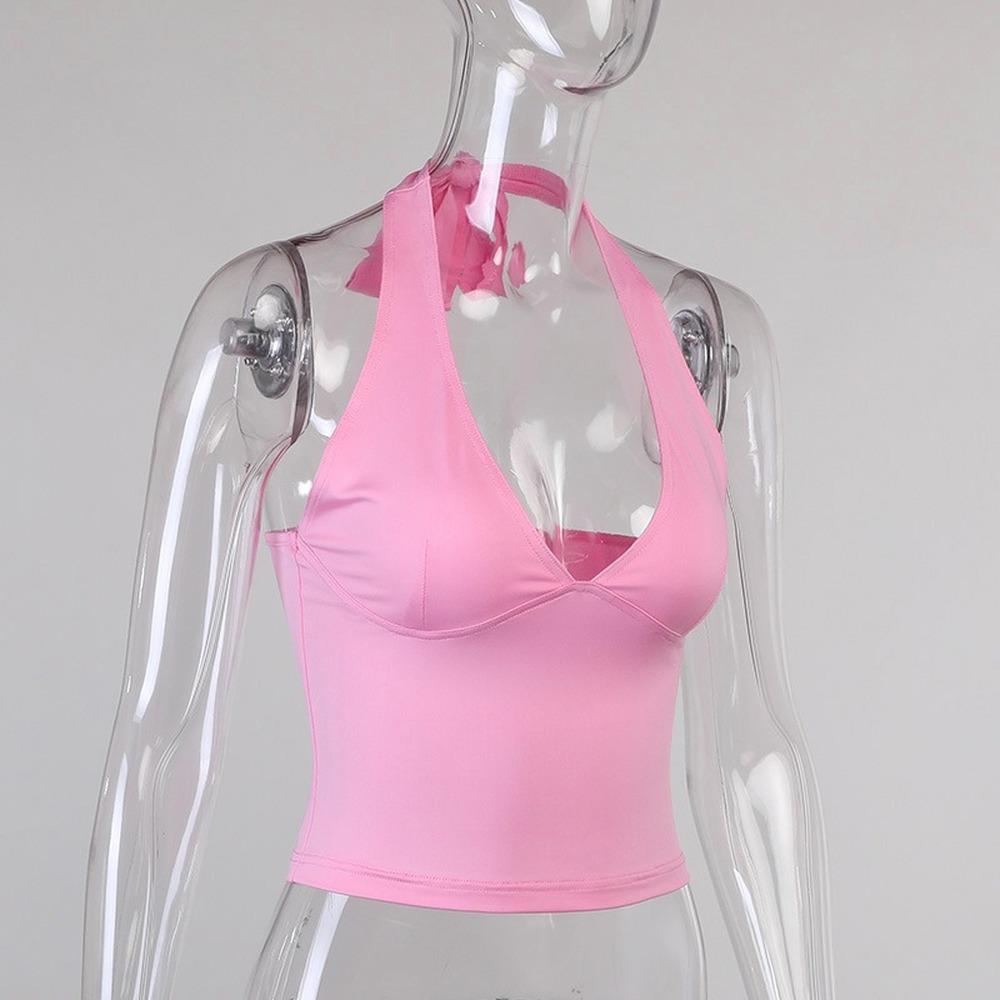 Kobiety Halter Camisole Damski podkoszulek z dekoltem w kształcie litery V Seksowne czołgi Obcisły gorset bez pleców Femme Topy