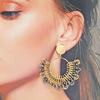 Handmade Ethnic Fan-Shaped Beaded Earrings - Unique, Light Luxury Style for Women