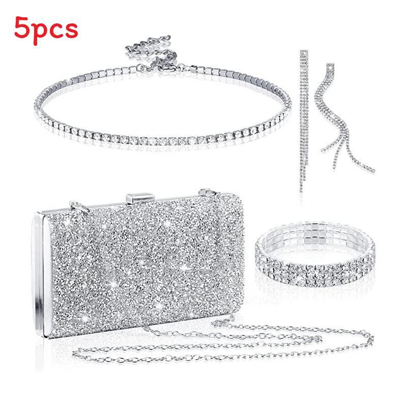 Minimalist Geometric Crystal Pendant Necklace With Drop Earrings And Bracelet For Women