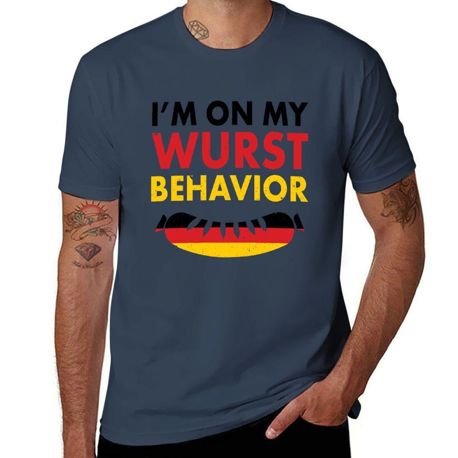 Im On My Wurst Behavior Funny Gerunisex Flag Oktoberfest Apparel Gifts Tshirt Casual Minimalist Short Sleeve Top S