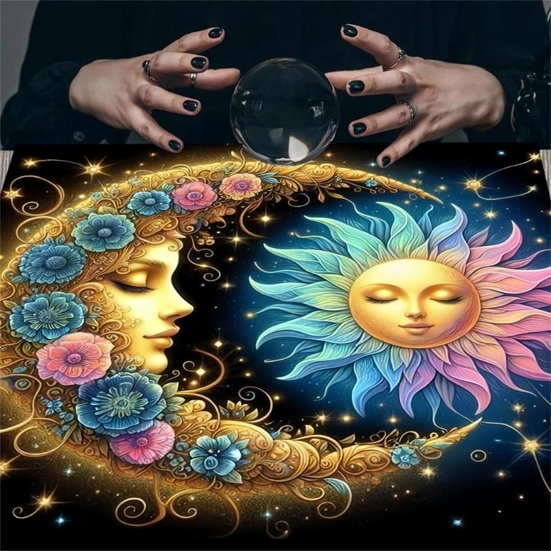 Sun Moon Pattern Astrology Tablecloth Tarots Divinations Tablecloth Altars Cloth Divinations Board Game Accessory