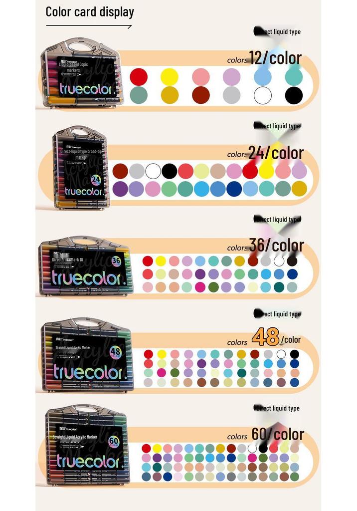 True Color Soft Tip Liquid Acrylic Marker for Students & Professionals