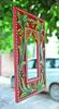 Hand Carved Wooden Jharokha Wall Decor: Bright Painted Flower Design Indian Frame