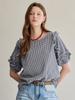 MAXZA Gingham Check Frill Puff Blouse