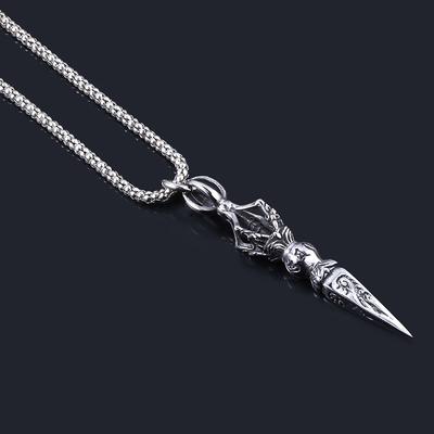 Colier cu pandantiv antic Vajra Evil Jiang Dagger Unisex Lanț Rock India Ganesha Bijuterii Budiste pentru Bărbați