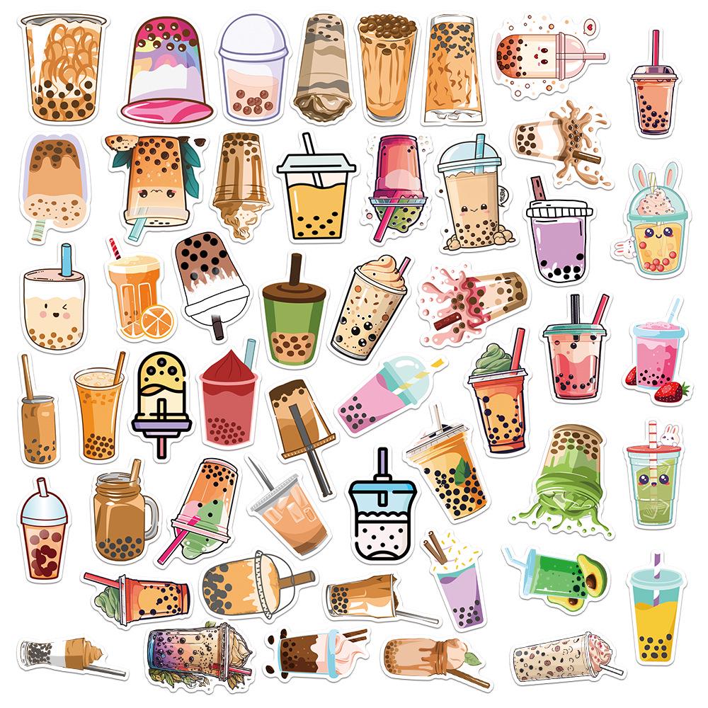 

50 Мультяшных наклеек на стакан молочного чая для бутылок, термосов, рабочих столов и блокнотов