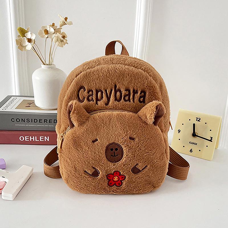 Capybara Doll Plush Backpacks Portable Cartoon Animals Cute Capybara Backpack Plush Women Bag Gift For Girls Kids