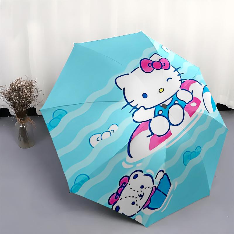 1pc Hello Kitty Automatic Opening/Closing Umbrella with Portable Tri-Fold Design, 8-Bone Iron Frame Outdoor Umbrella - Perfect Gift for Fans, Traveler