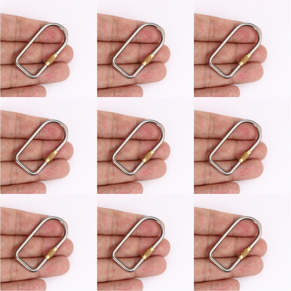 

D Shape Titanium Alloy Screw Lock Carabiner Clip Hook Keychain Camping /