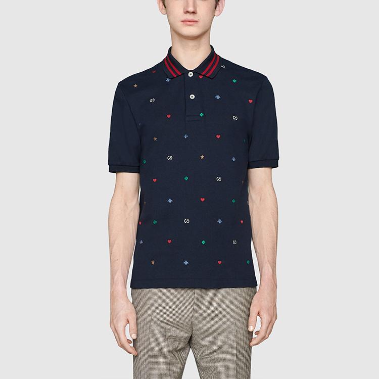 GUCCI Polo Shirt Men's Marine Blue 574085-XJBAA-4437