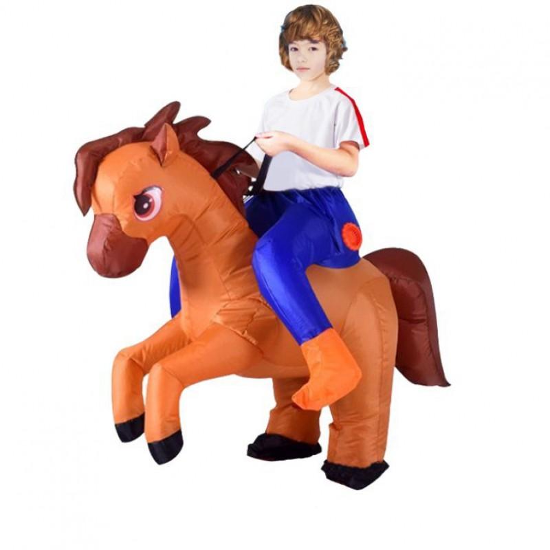 Inflatable Horse Costume Adults Kids Halloween Parade Cosplay Ride-on Animal Outfit
