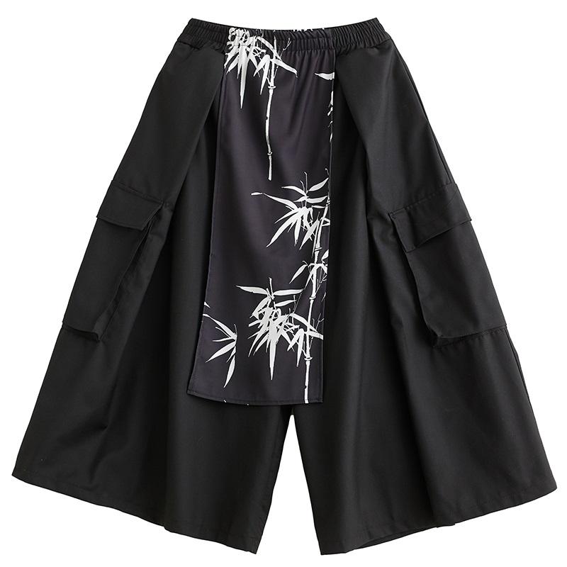 Negru Plus mărime Vintage Talie înaltă Casual de primăvară largi Toamnă Pantaloni lați Pantaloni Femei