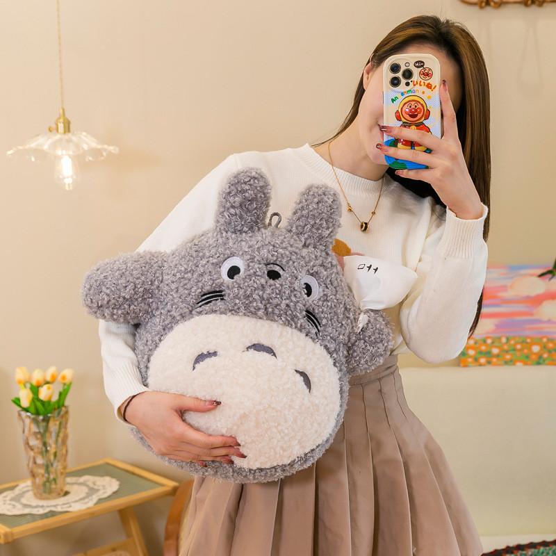 Cute Cartoon Totoro Cat Hand Held Bag Plush Toy Pillow For Kids Gift And Bedroom Decor