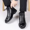 Winter Wool Warm Business Dress Cotton Shoes Men'S Leather Pointed Chelsea Boots Men'S High-Top Leather Shoes